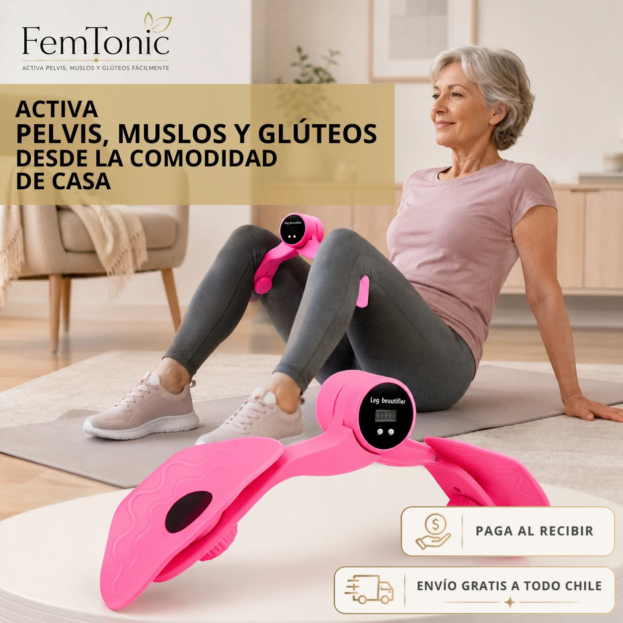 FemTonic - Activa pelvis, muslos y glúteos fácilmente - Entrenador pélvico 3 niveles