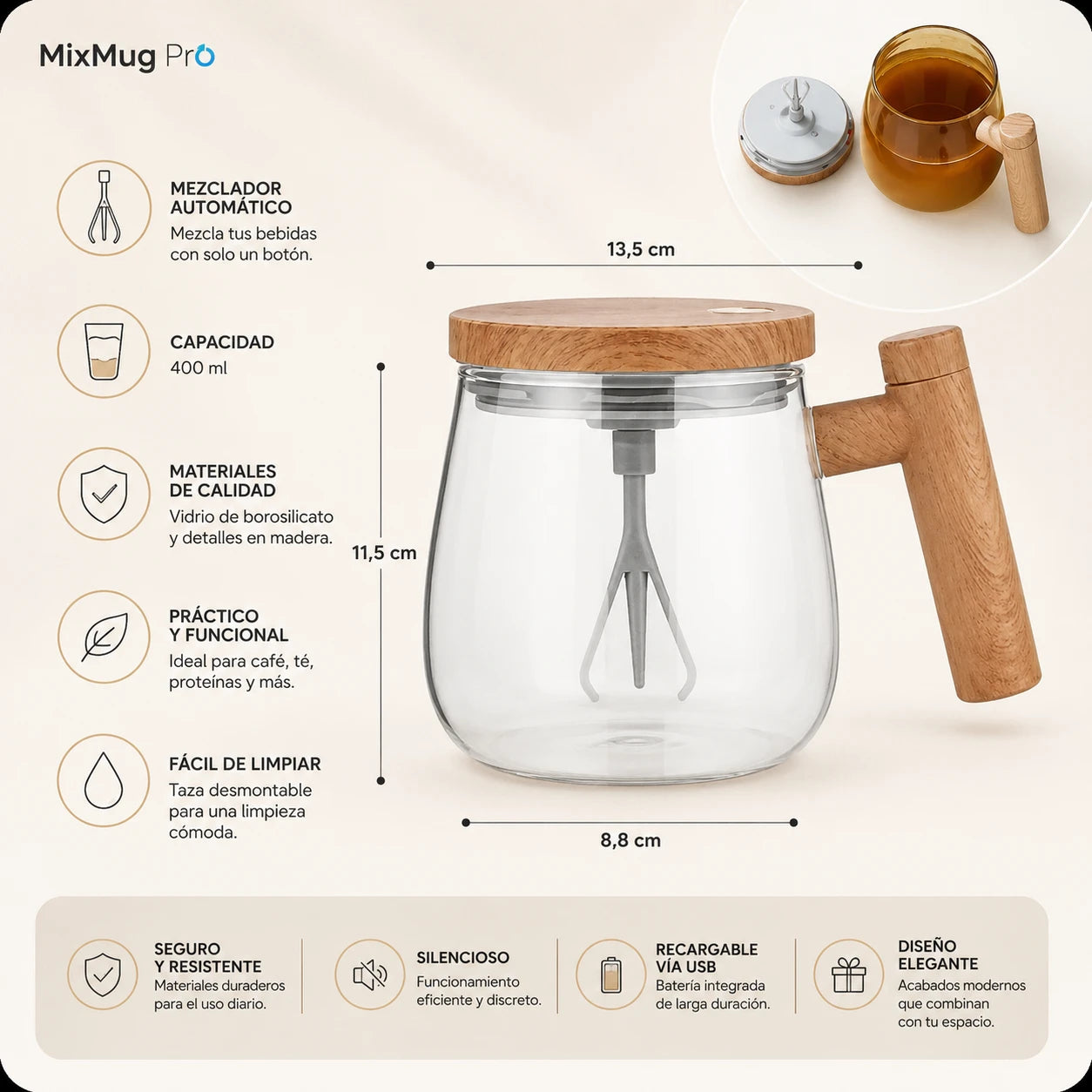 MixMug Pro - Mezcla tus bebidas en segundos