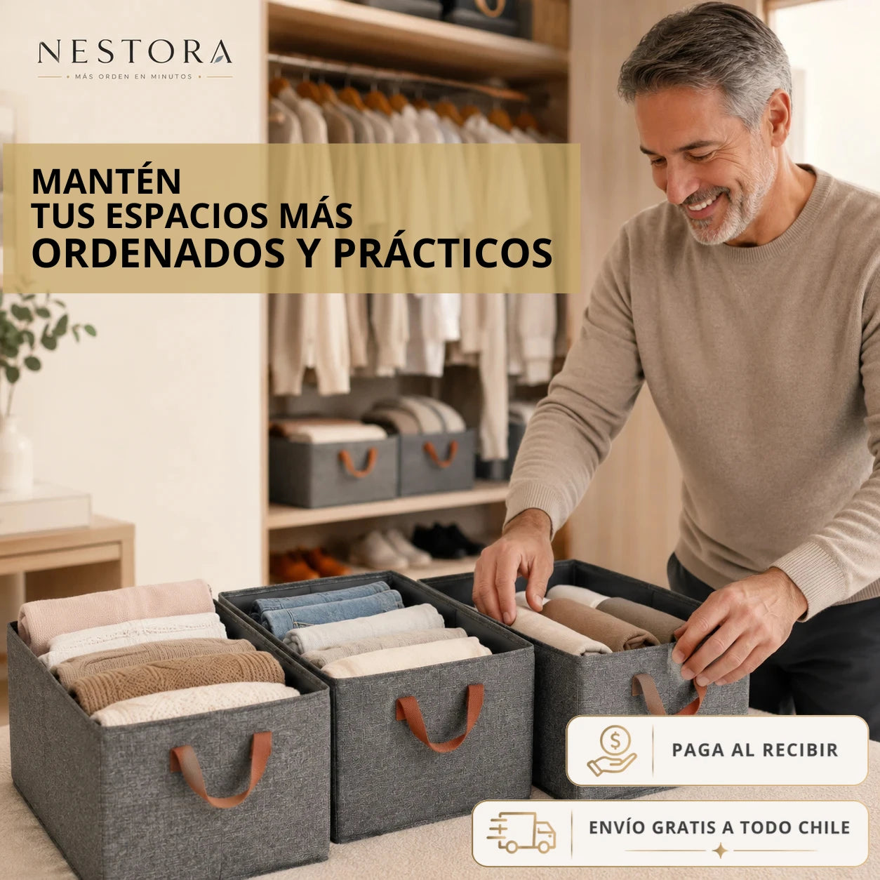 Nestora - Más orden en minutos - Pack 3 Canastas/Cajas Organizadoras