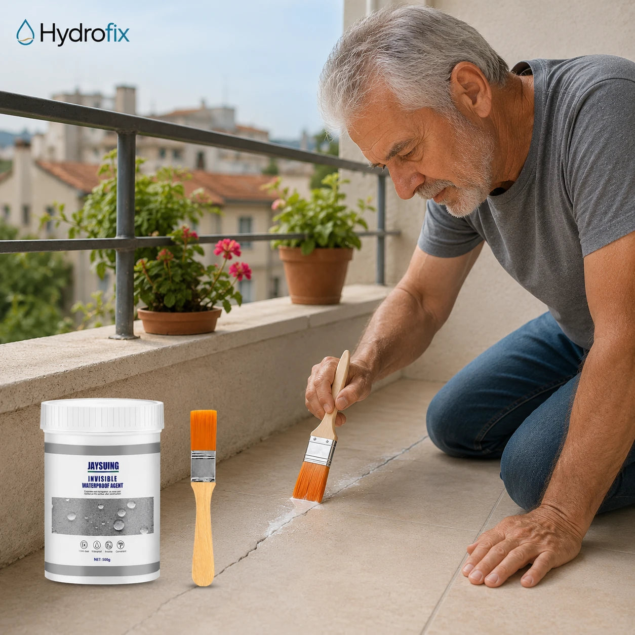 Hydrofix - Refuerza zonas expuestas a humedad - Sellador Impermeable 500g + Brocha