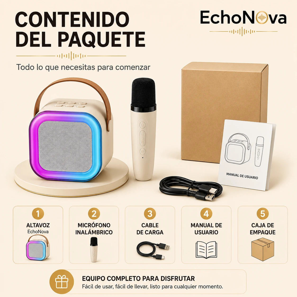 EchoNova – Karaoke fácil para compartir - Incluye 2 Micrófonos