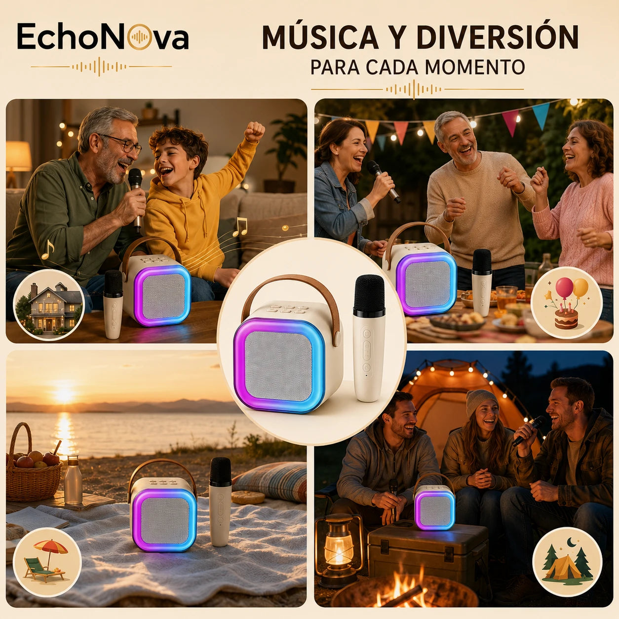 EchoNova – Karaoke fácil para compartir - Incluye 2 Micrófonos