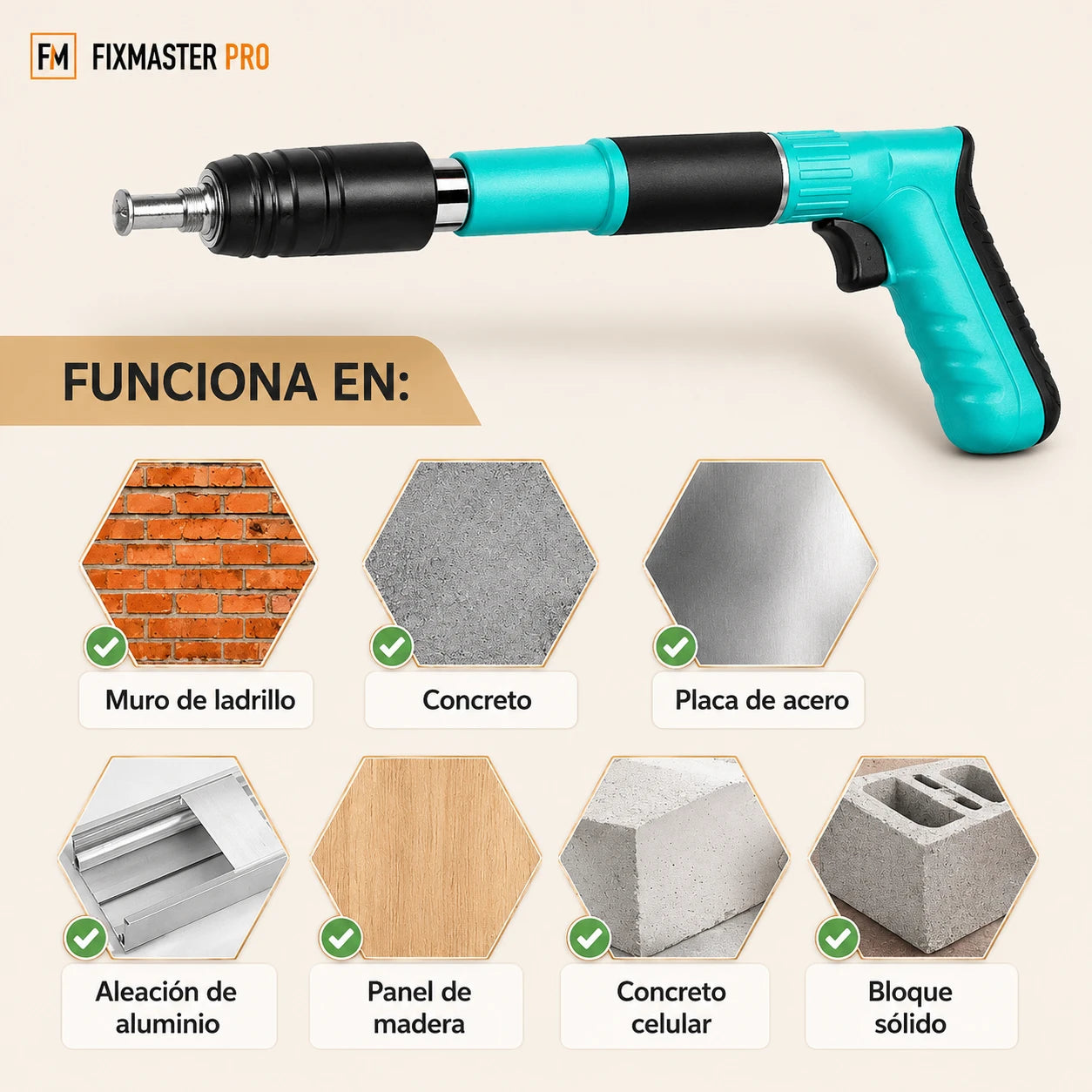 FixMaster Clavadora Manual Portátil - Incluye 100 Clavos de Regalo