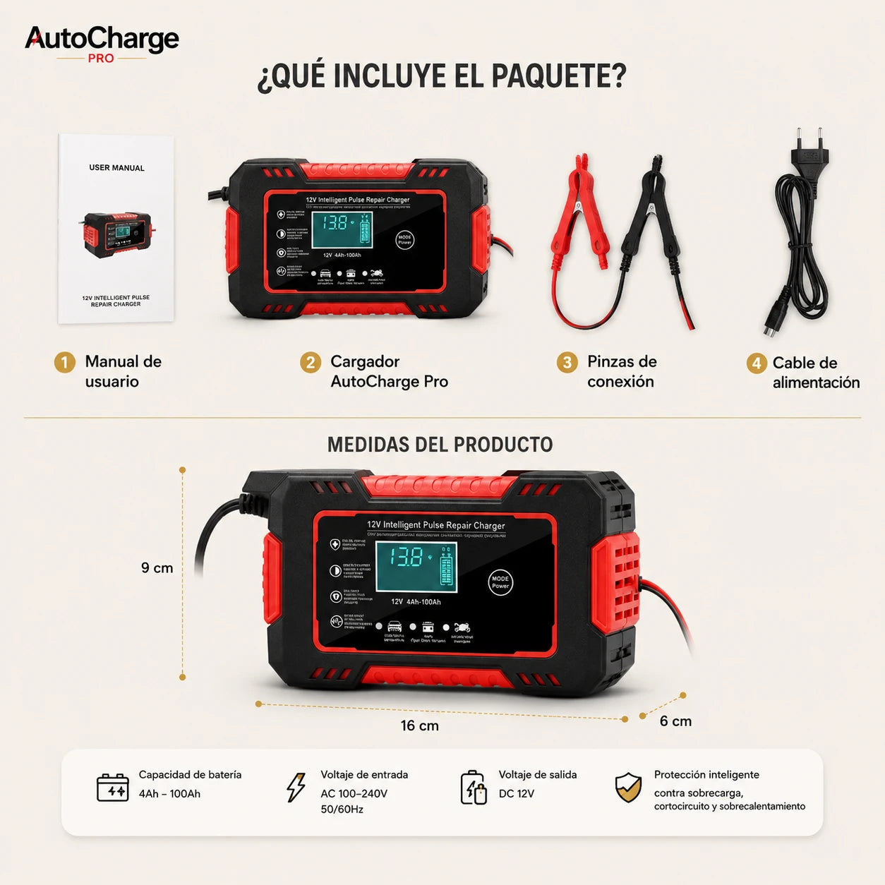 AutoCharge Pro - Mantén tu batería lista cuando la necesites - Cargador de batería