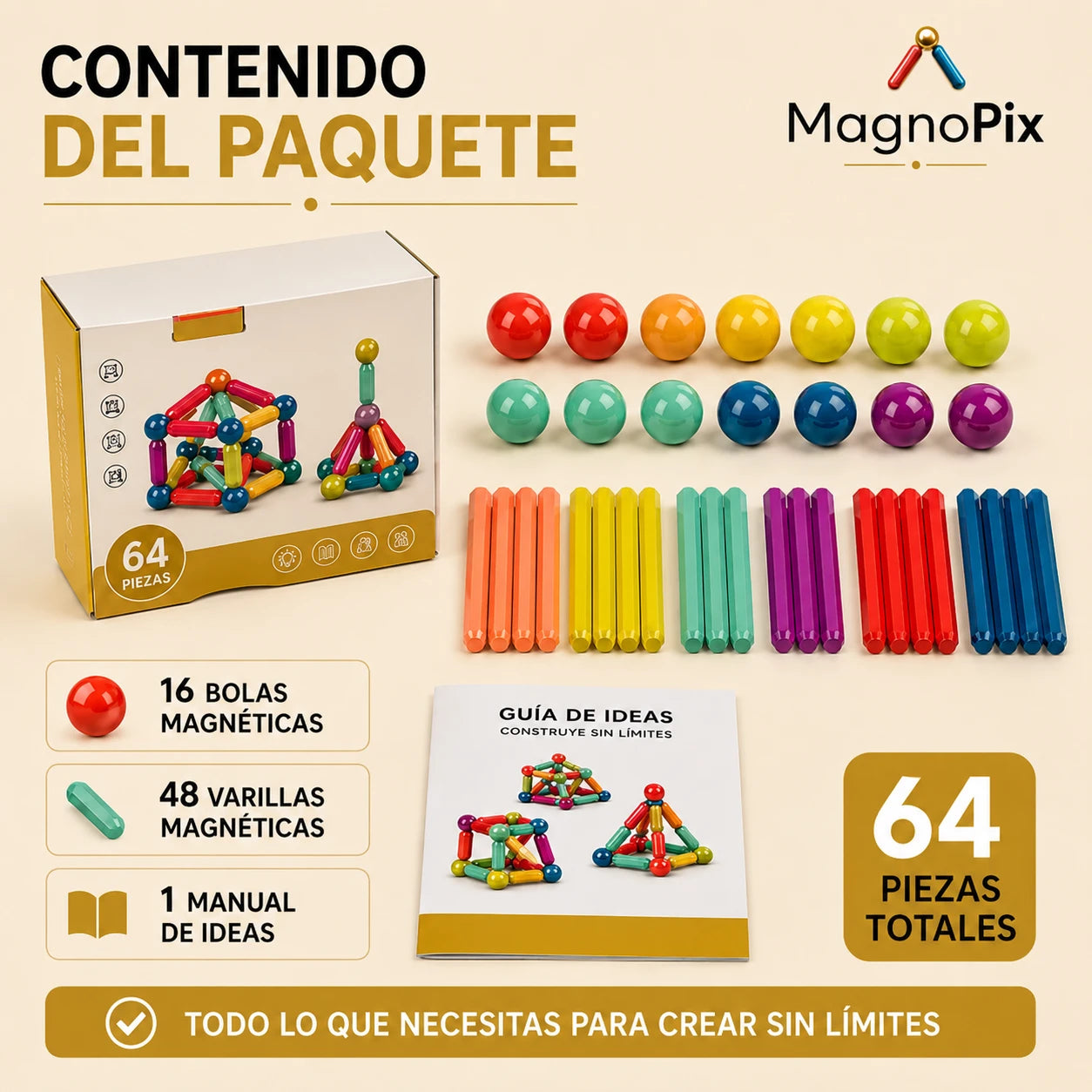 MagniKids - Construye mientras aprende - 64 Piezas