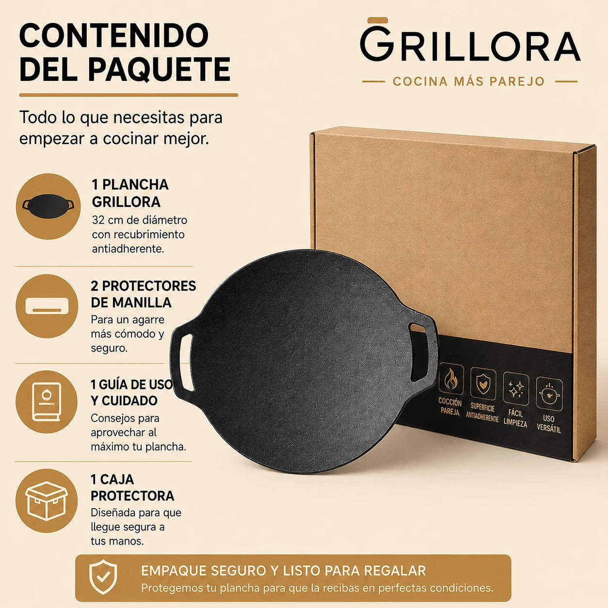 Grillora – Cocción Más Uniforme - Plancha coreana antiadherente
