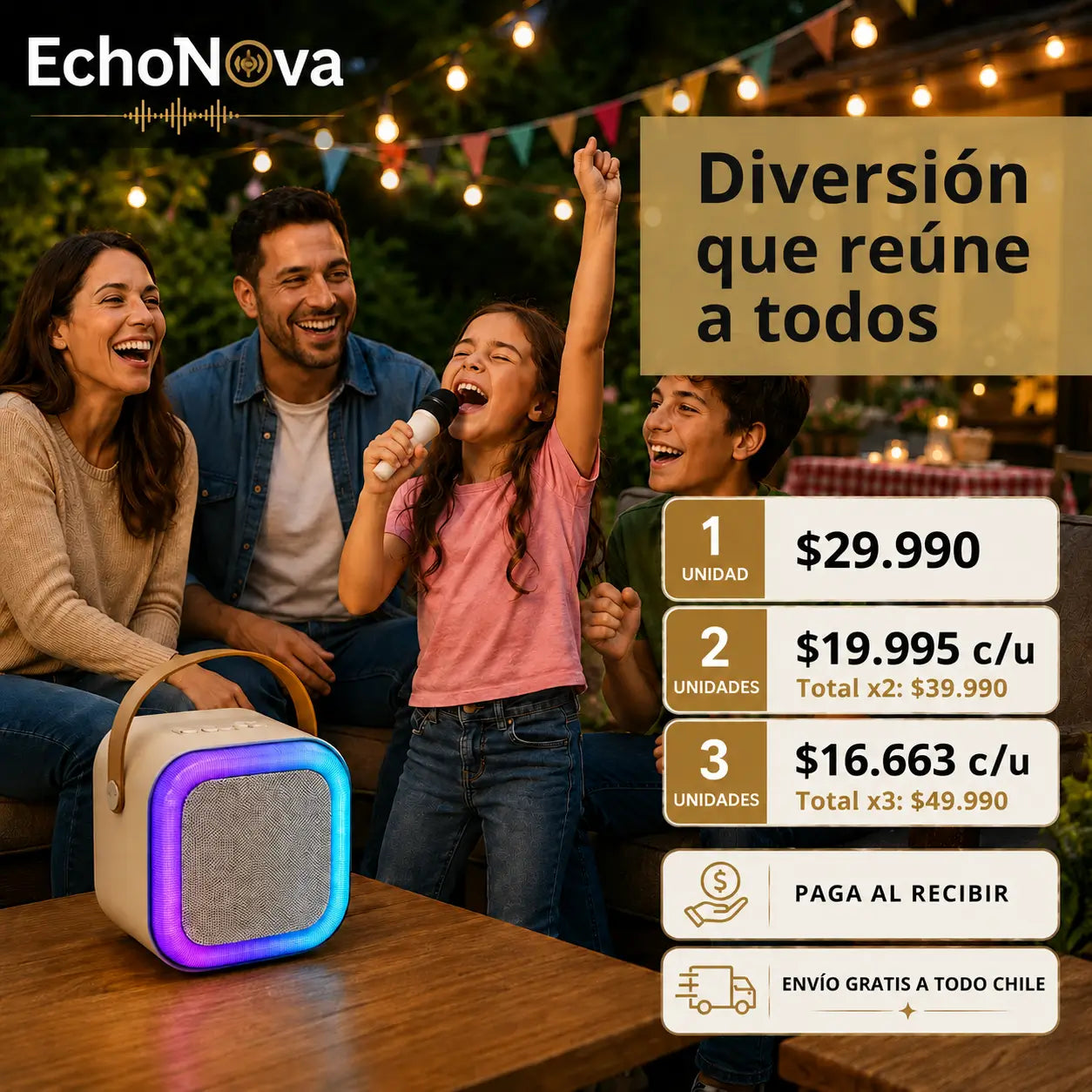 EchoNova – Karaoke fácil para compartir - Incluye 2 Micrófonos