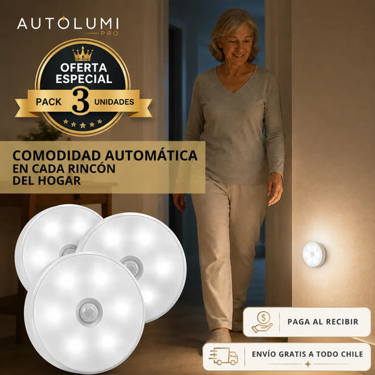 AutoLumi Pro - Ilumina tus espacios al detectar movimiento - Pack triple de luz led con sensor