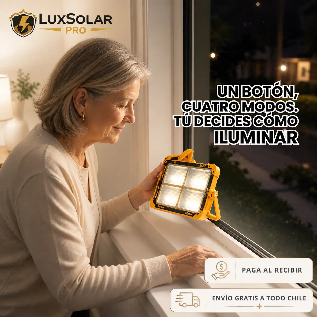 LuxSolar Pro ⚡️ Luz potente para el trabajo y las emergencias - Carga Solar o USB